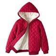 thumbnail image 1 of Toddlers and Kids Quilted Jackets Sherpa Fleece Lining Hooded Winter Puffer Coats Zip Up Thick Warm Girls Boys Coat (11 Years, Red), 1 of 6