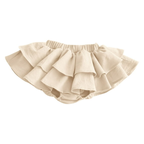 Toddlers Girls Skirts with Shorts Cute Elastic Waist Tiered Tutu-Skirt 2-8 Kids Trendy Solid Color Layered Ruffle Mini Puffy Skorts