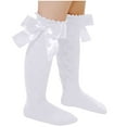 thumbnail image 1 of Toddlers Girls Socks Cotton Knee-High Stockings 6M-4Y Kids Cute Bowknot Over the Calf Solid Color Stretchy Comfort Dancing Long Tube-Sock, 1 of 4