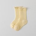 thumbnail image 1 of Toddlers Kids Cotton Crew Socks Size 0-3 Newborn Boys & Girls Cute Solid Ruffle Knitted Lightweight Breathable Stretchy Comfort Boot Sock, 1 of 4