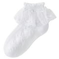 thumbnail image 1 of Toddlers Kids Socks 1-13 Years Girls Cute Lace Ruffle Solid Color Soft Cotton Dancing Crew Sock, 1 of 7