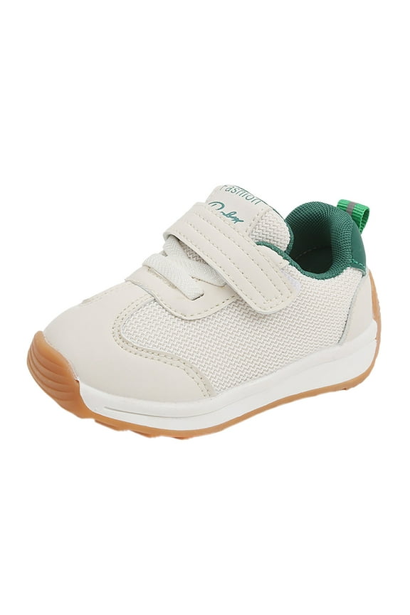 Toddlet Boys Girls Tennis Shoes Trendy Splice Leather Mesh Antislip Classic Skate Trainers Shoes Casual Hook and Loop Sneakers Green 6.5 Toddler