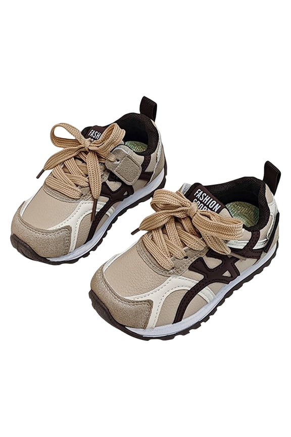 Toddlet Boys Girls Tennis Shoes Vintage Splice Leather Antislip Classic Skate Trainers Shoes Comfortable Lace up Sneakers Khaki 7 Toddler