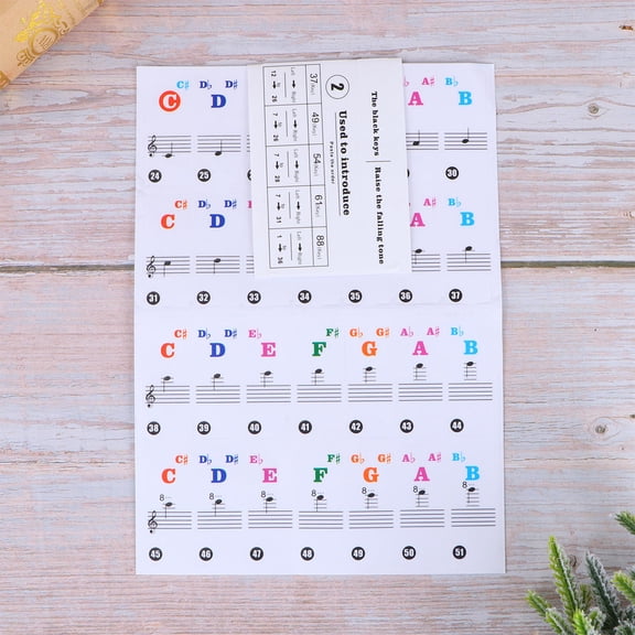 Toddmomy 1 Pack Electronic Organ Stickers Multi-Color Piano Key Note Labels for Home Practice