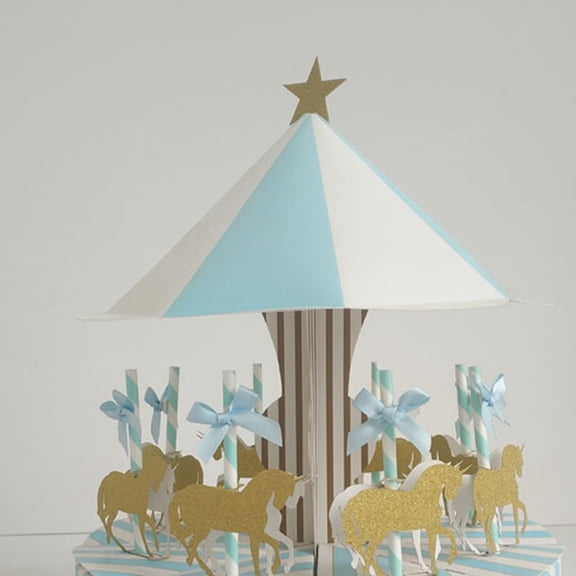 Toddmomy 1 Set Craft Paper Carousel Shape Candy Boxes for Wedding Party and Present Box 28.00X28.00X34.00Cm