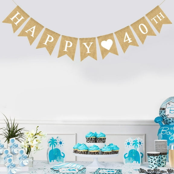 Toddmomy 1 Set Linen Swallowtail Banner for Birthday Party Decoration Khaki 5.1*7.1in