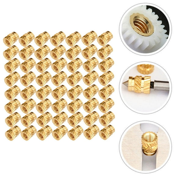 Toddmomy 100Pcs Heat-Resistant Insert Nuts for 3D Printing Projects Golden Copper Threaded Rivet Nuts