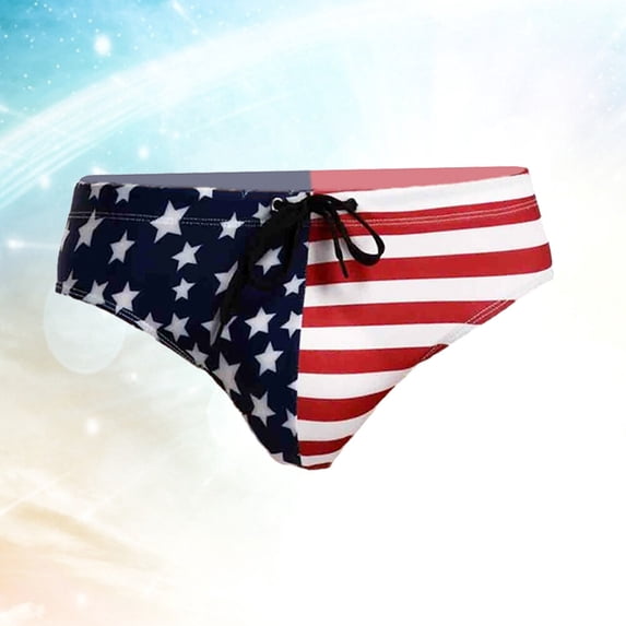 Toddmomy 1Pack Mens Swimming Briefs Breathable Blue Multi Printed Bikini Briefs Outdoor Surfing