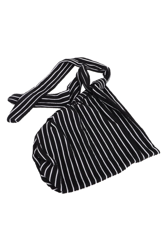 1Pack Stripy Headwear Scrub Caps Women Ponytail Black Polyester Comfortable