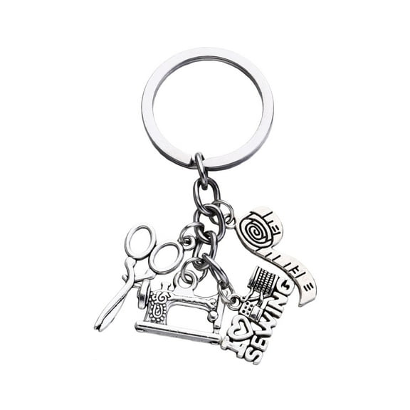 Toddmomy 1Set Keychain Holder Silver Metal Keyring with Sewing Machine Theme for