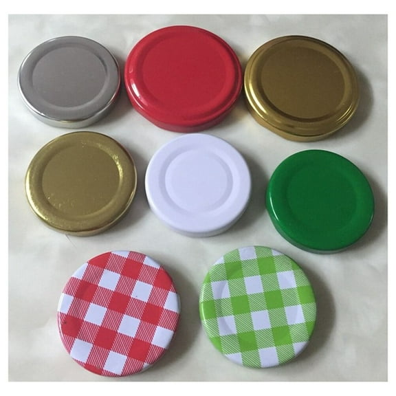 Toddmomy 20Pcs Sealing Metal Caps Round Red Tinplate Leak-Proof for Wide-Neck Jar Storage Bottle Daily Use