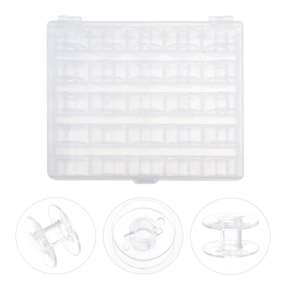 Toddmomy 25Pcs Sewing Machine Bobbin for Standard Household Sewing Machines Transparent Plastic