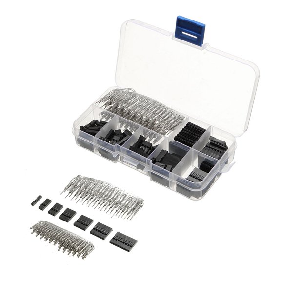 Toddmomy 310Pcs Terminal Connector Kit with Plated Silver Crimp Pin Headers and Clear Storage Box for Pcb Projects