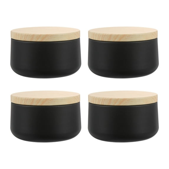 Toddmomy 4Pcs Large Tin Can to Store Jewelry with Black Rectangular Body Rustic Style Banquet Scented Candles