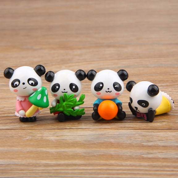 Toddmomy 4Pcs Mini House Shape Plastic Pandas Figurine Ornament for DIY Fairy Garden Landscape 1.4x1.3x1.1in