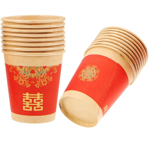Toddmomy 50Pcs Red Paper Cups for Wedding Ceremony Single Use Recyclable Drinking Cups 18.50X7.00X7.00Cm