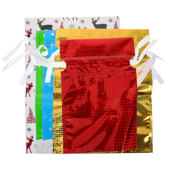 Toddmomy 5Pcs Assorted Color PP Gift Pouches for Christmas Treats and Festivals