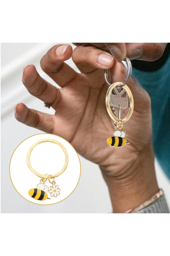5Pcs Bee Key Ring Metal Keychain Pendant Multi Colored Fresh Design For Women Bag Charm Daily Use 4.5x3cm