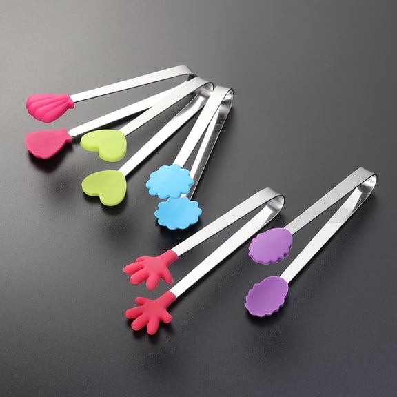 Toddmomy 6Pcs Mini Tongs For Serving Stainless Steel Adjustable Handle Width Tea Party Home Use