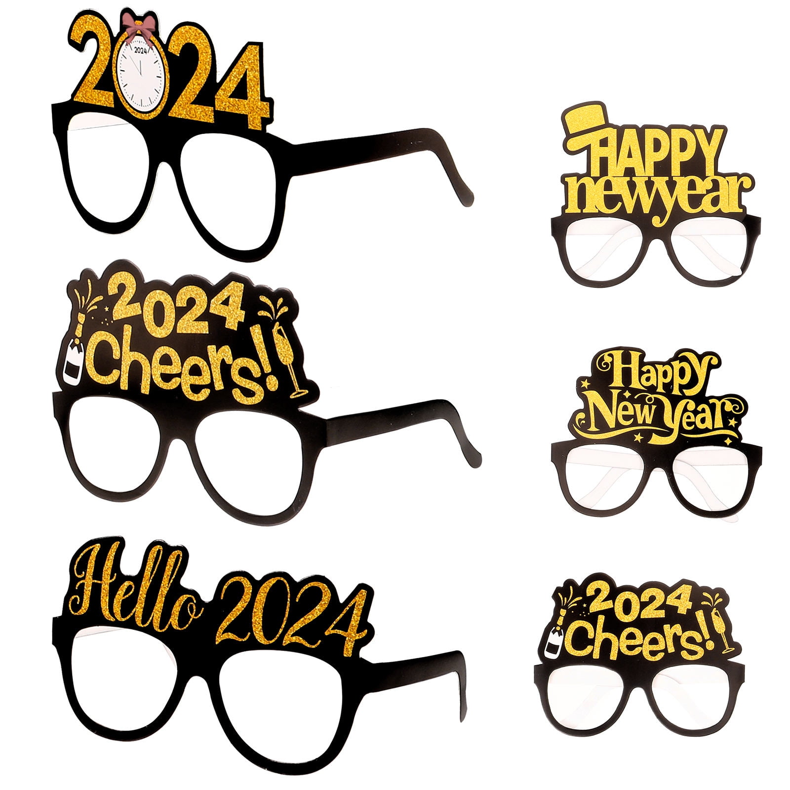 Toddmomy 6Pcs New Year Party Favors Paper Glasses Shapes for Festivals and Home Gatherings Assorted Color