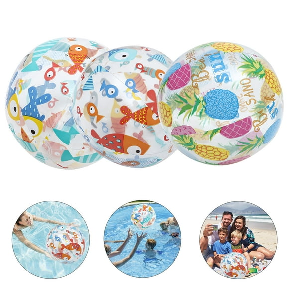 Toddmomy Bulk Beach Balls Inflatable for Pool Summer Sea Creature Design Vibrant Patterns 3Pcs 20in