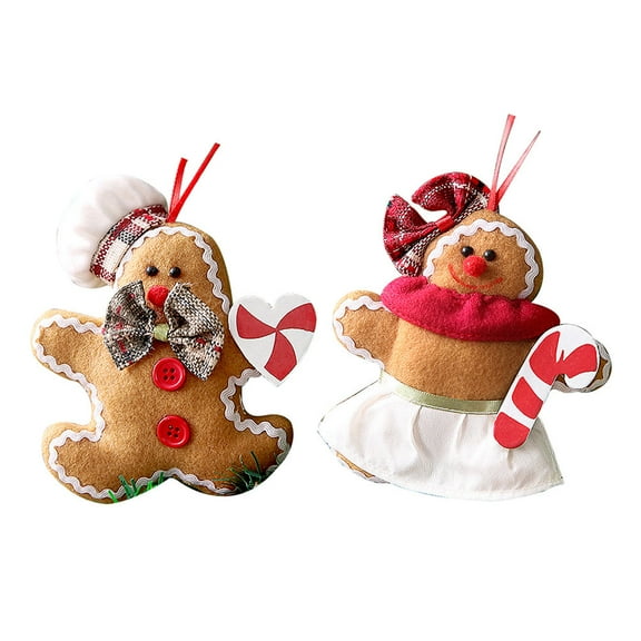 Toddmomy Christmas Style Gingerbread Man Pendant 2Pcs for Festive Atmosphere Enhancement Decor