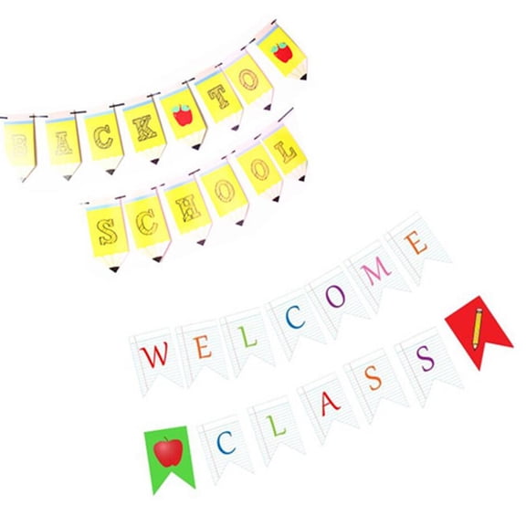 Toddmomy Classroom Decor 2 Sets Back To School Banner Assorted Color Paper For Party Supplies Teachers present