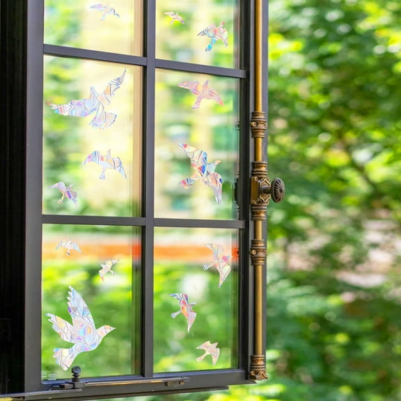 Toddmomy Rainbow Prism Adhesive Glass Sticker 1Set 30x20.5x0.4in Bird Strike Prevention Removable Window Decals PVC