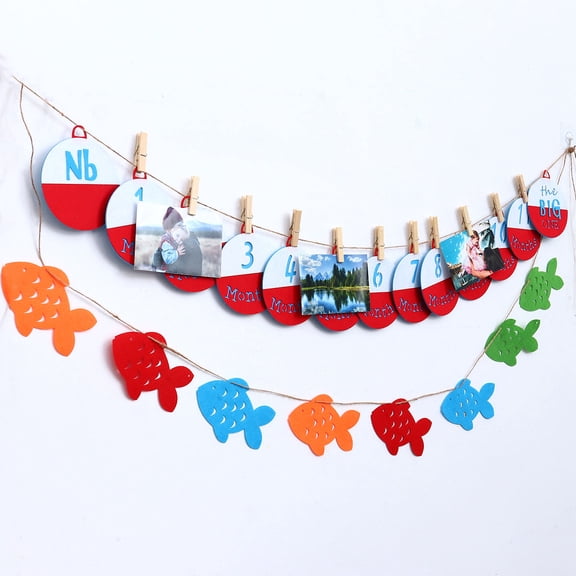 Toddmomy Fishing Themed Linen Banner for Decoration Assorted Color Safe Reusable 2 Pieces