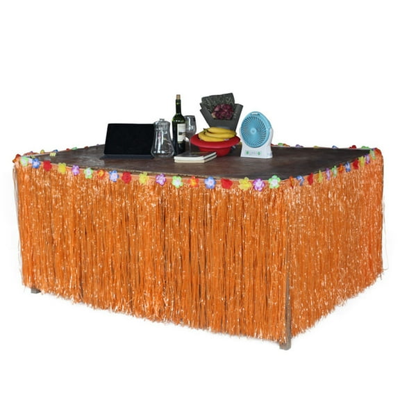 Toddmomy Hawaiian Style Table Skirts Plastic Decoration for Luau Party and Tropical Gatherings 108x29in