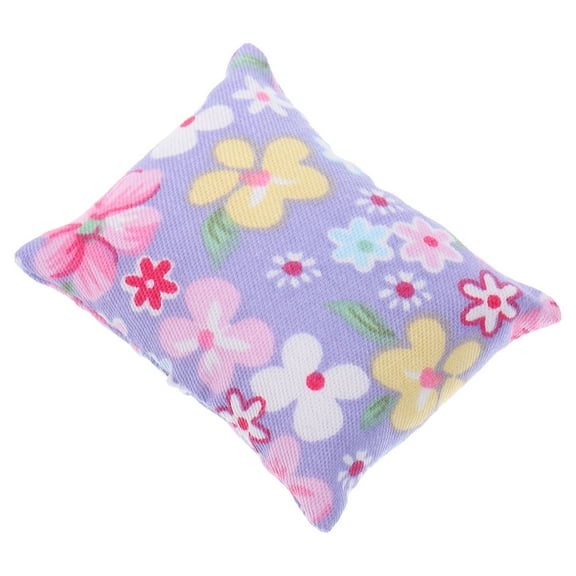 Toddmomy Mini Pillows Rectangular Purple Cloth Plastic Rattan For Miniature Dollhouse Accessories 5x4x2.5in 1Set
