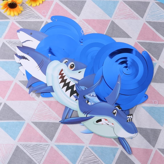 Toddmomy Ocean Theme Party Decorations 30Pcs Blue Spiral Shark Hanging Set for Kids Birthday Party Supplies