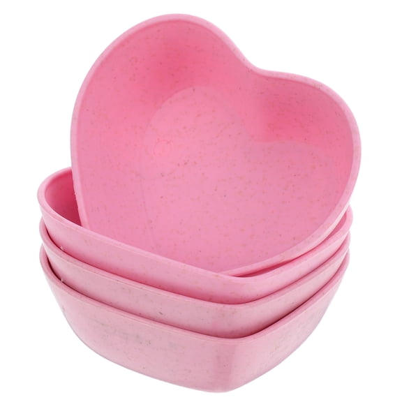 Toddmomy Pink HeartShaped Sauce Dishes Made of Wheat Straw for Kitchen Use and 4 Pieces