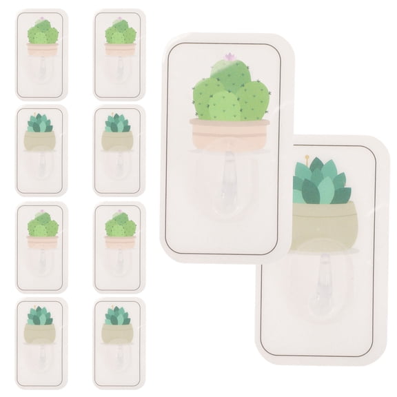 Toddmomy Small Hooks for Hanging 10Pcs Traceless Cactus Printing Home Accessories