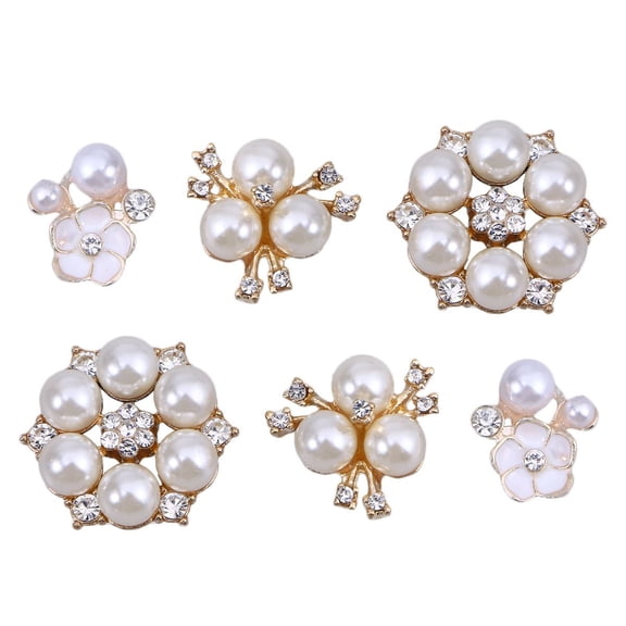 Toddmomy White Pearl Buttons 30 Pcs for Wedding Invitations and Banquet Rhinestone Flower Embellishments