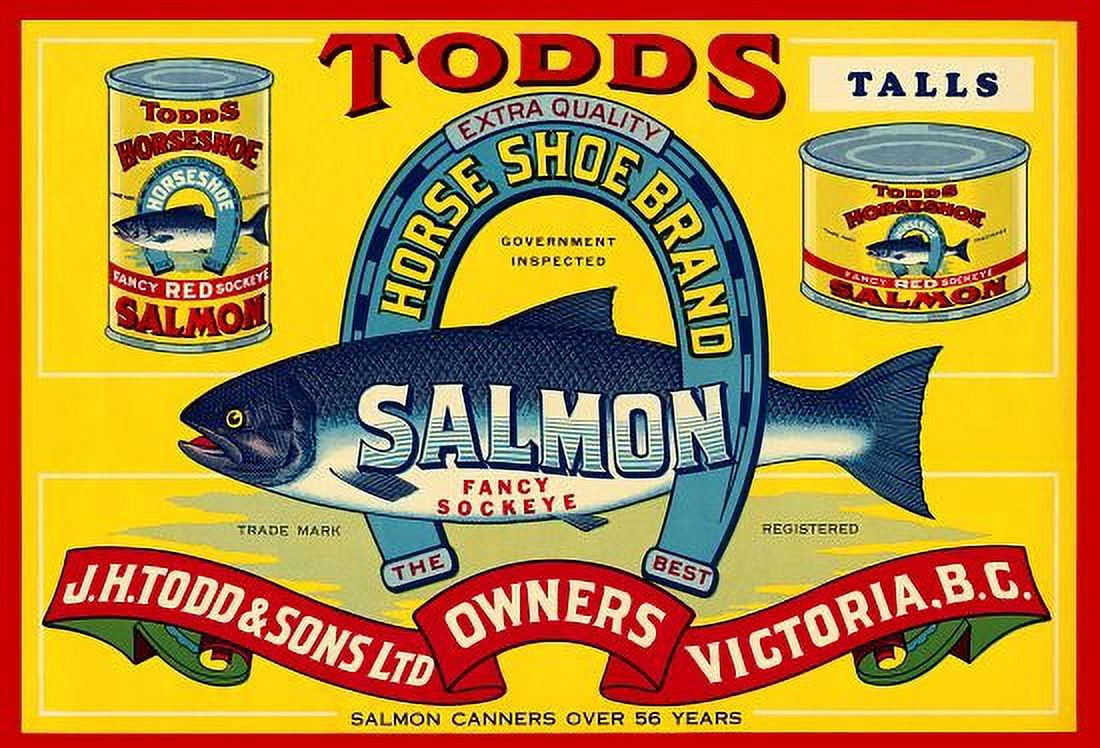 Todds Horse Shoe Brand Salmon label Canvas Art - (36 x 54)