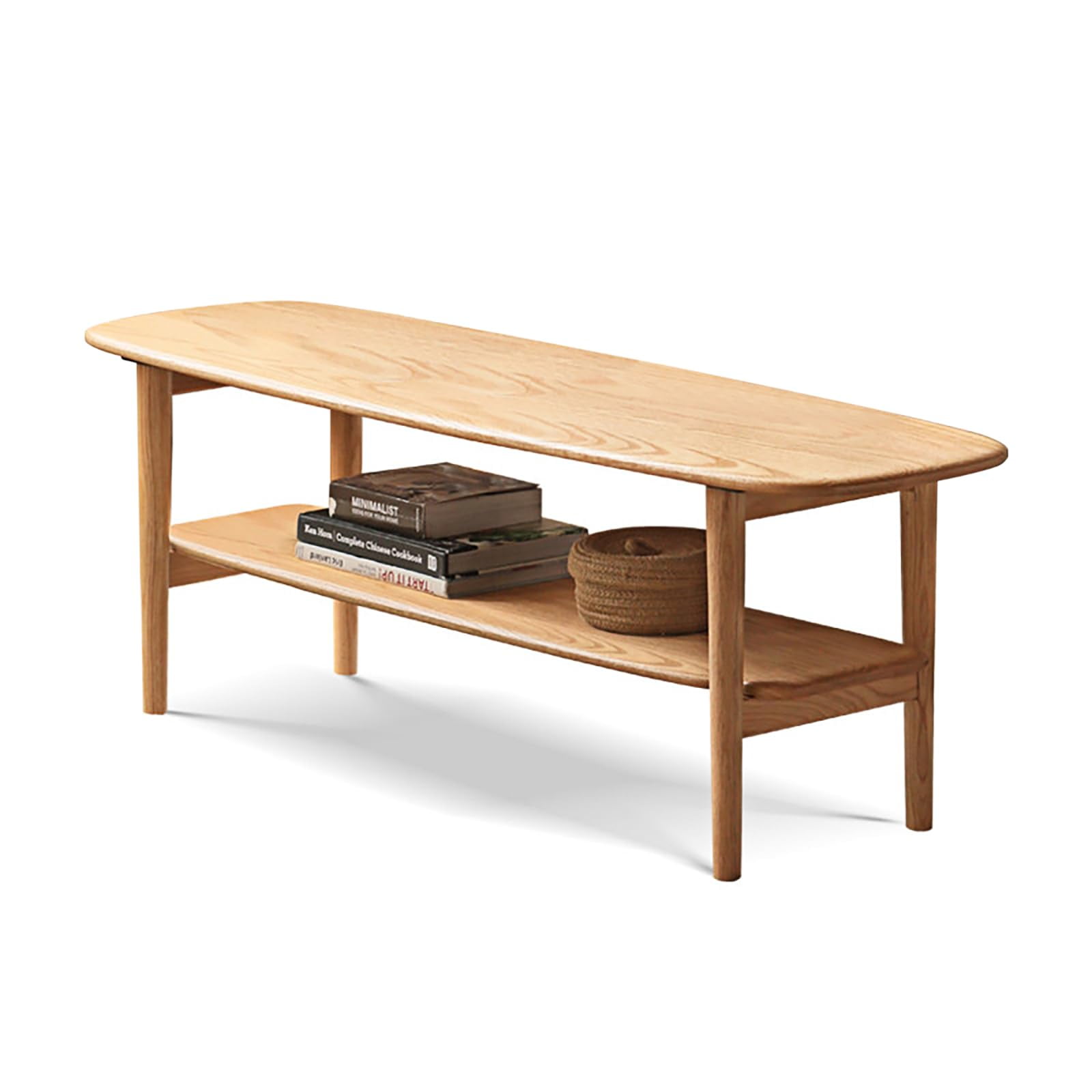 Toderoy Narrow Oval Coffee Table Natural Solid Wood Coffee Table with