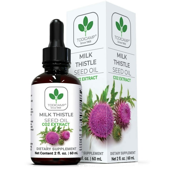 Todicamp CO2 Extracted Milk Thistle Oil for Liver Support 2 fl oz - Rich in Silymarin Milk Thistle Drops