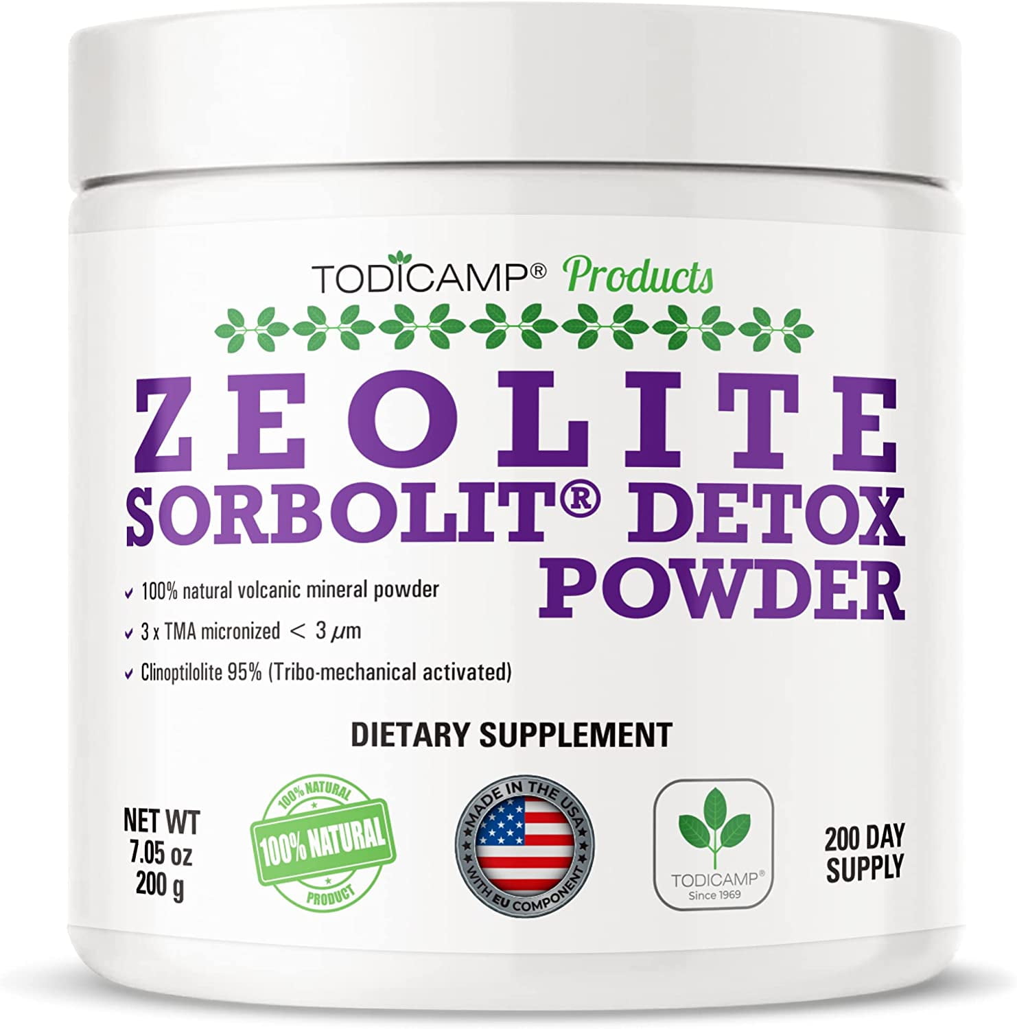 Todicamp Full Body Cleanse Zeolite Detox Powder Sorbolit Supplement Colon Cleanse 200 Days