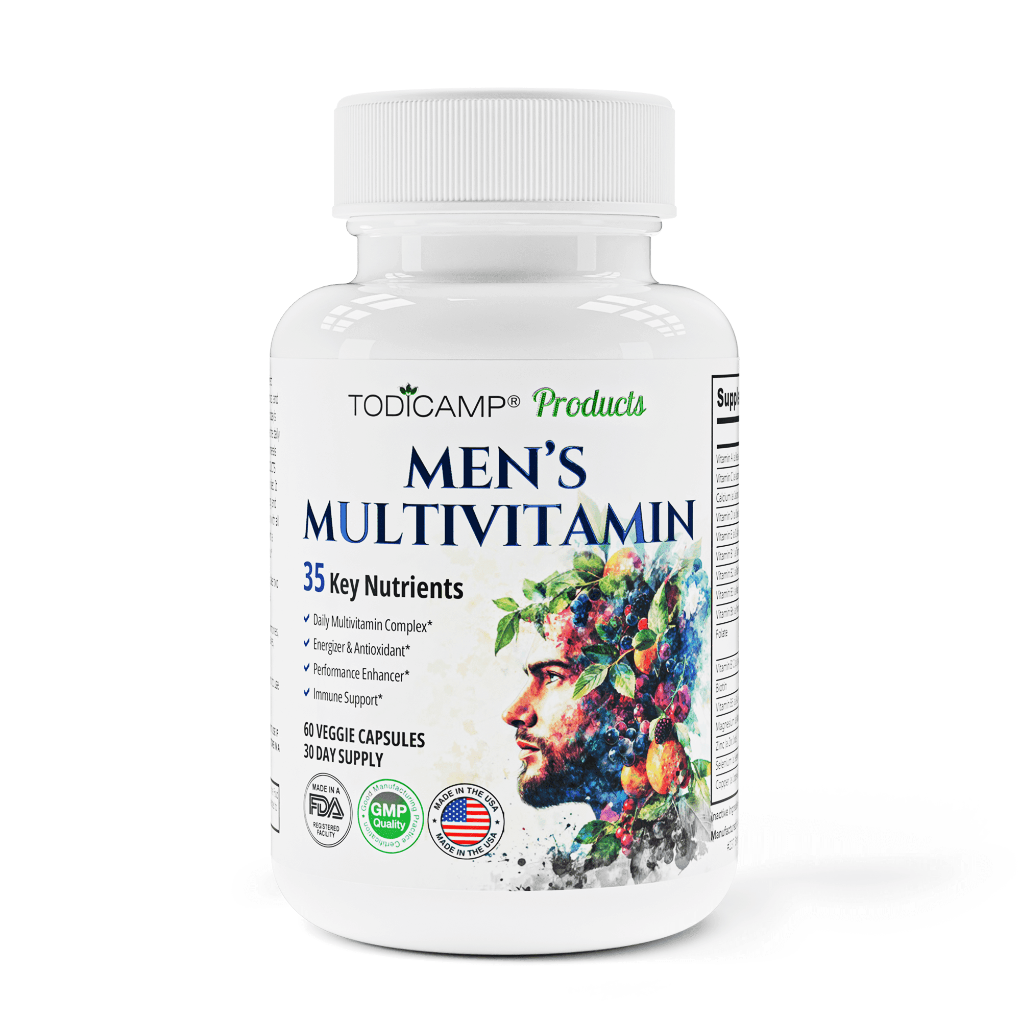 Todicamp Men's Multivitamin - Men Health, Immune System Booster, Best Multivitamin for Men - 60 Capsules