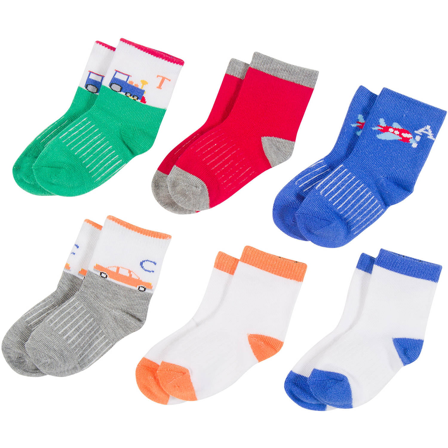 Todler Boys Growing Socks, Alphabet, 6 Pairs - Walmart.com