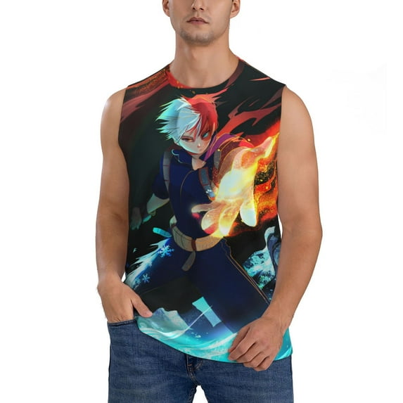 Todoroki Shoto My Hero Academia Men's Tank Top Lightweight Summer Sleeveless Tee Shirt Muscle Tank Tops Workout T-Shirts Casual Athletic Undershirts