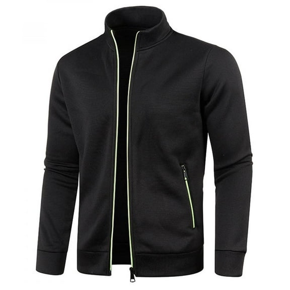 Todqot Men's Sweater Coat- Fleece Hoodless Outwear Zipper Lightweight Casual Jackets for Men Black M