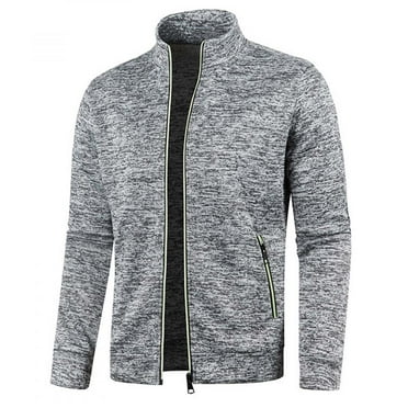 Todqot Men's Sweater Coat- Lightweight Fleece Hoodless Outwear Zipper Casual Jackets for Men Gray M