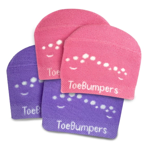 Toe Bumpers Toe Socks Women Love for Running, Hiking & Skiing Womens Compression Toe Sleeves & Protectors 2x Cushioning for Blisters, Toe Bang & Bruised Toenails 2-Pack (Pink/Purple)