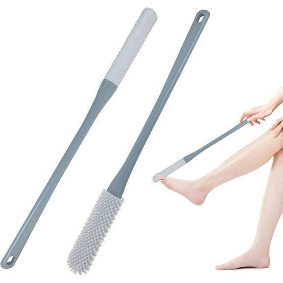 Toe Cleaning Brush Foot Scrubber in Shower with Long Handle Silicone Foot Brush Soft Skin Exfoliation Lotion Applicator for Foot Seniors,Elderly, Men and Women