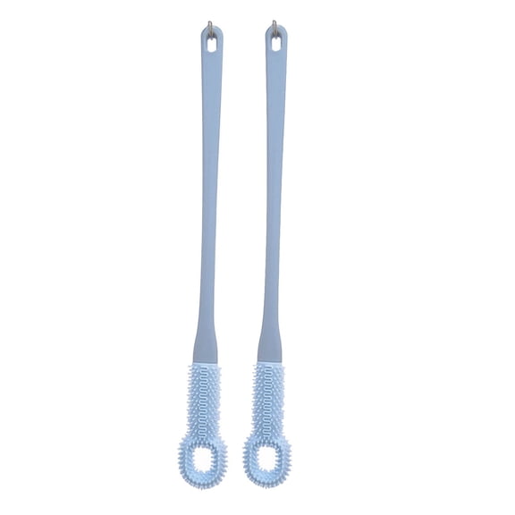 Toe Cleaning Brush, Long Handle Silicone Shower Brush with Replace Head, Lotion Applicator for Adult Avoid Itchy Sore Toes, Long-Haired Style (Blue)