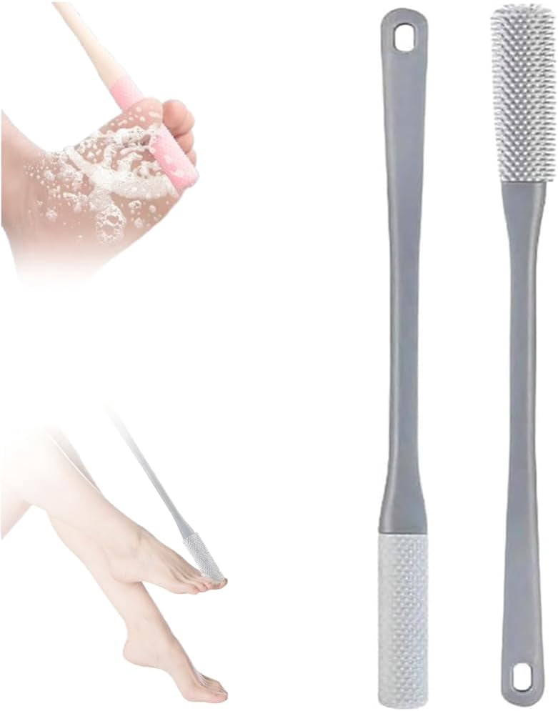Toe Cleaning Brush, Silicone Toe Gap Cleaner 15.7inch Long Handled Foot ...
