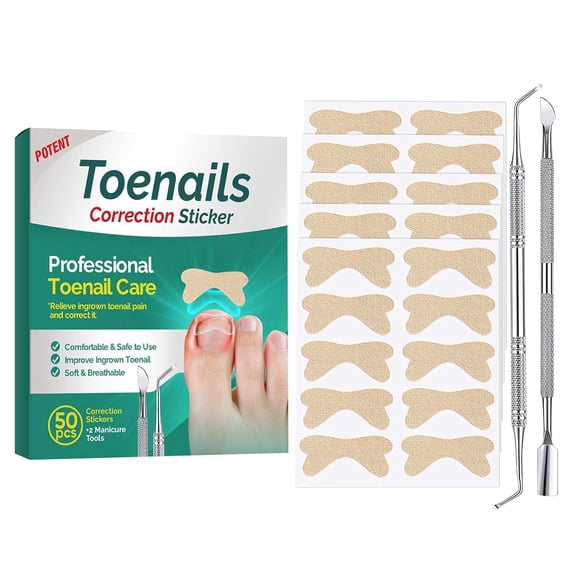 Topkech Ingrown Toenail Corrector Kit, Flexible Fabric Toenail Correction Strips with Professional Tools, One Size