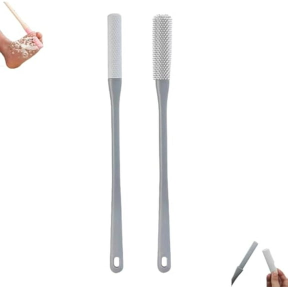 Toe Crevice Cleaning Brush, 2025 New Long Handled Silicone Crevice Exfoliating Toe Gap Cleaning Brush, Foot Scrubber in Shower,Skin Exfoliation Lotion Applicator for Seniors (Grey)